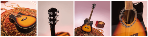 גיטרה אקוסטית מוגברת CUTAWAY בצבע סאנברסט WA-90CE מבית WASHBURN