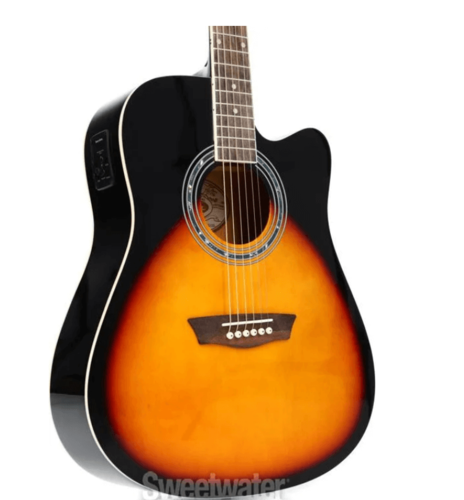 גיטרה אקוסטית מוגברת CUTAWAY בצבע סאנברסט WA-90CE מבית WASHBURN