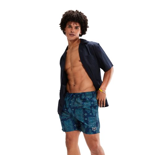 מכנס ים לגברים | Printed Leisure 16″ Swim Shorts Black/Oxblood