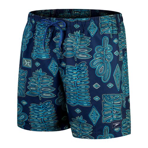 מכנס ים לגברים | Printed Leisure 16″ Swim Shorts Black/Oxblood