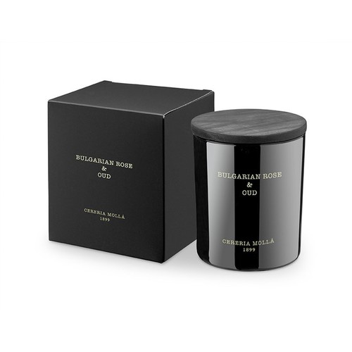 נר בינוני ניחוח Bulgarian Rose & Oud - שחור CERERIA MOLLA