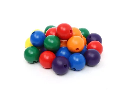 חרוזי עץ צבעוניים 2.5 ס
