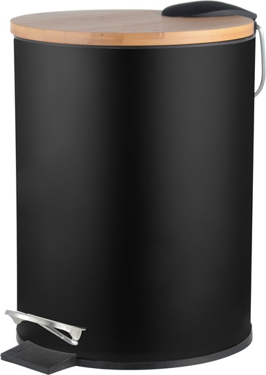 פח אשפה עגול עם דוושה ומכסה במבוק 3 ל