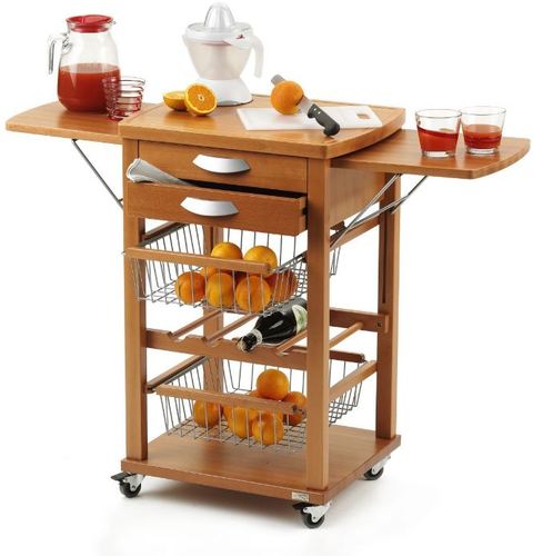  אגרן משוכלל דובדבן כנפיים מתקפלות SANTIAGO Kitchen Trolley