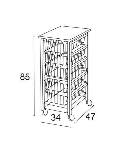 אגרן צר 6 סלסלות עץ דובדבן OLIVER kitchen trolley