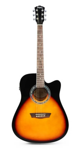 גיטרה אקוסטית מוגברת CUTAWAY בצבע סאנברסט WA-90CE מבית WASHBURN