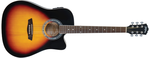 גיטרה אקוסטית מוגברת CUTAWAY בצבע סאנברסט WA-90CE מבית WASHBURN