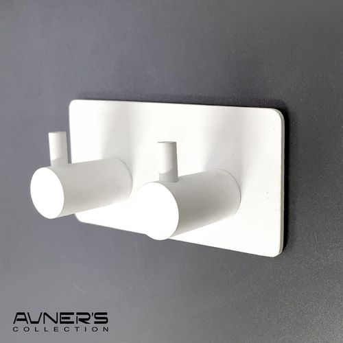 קולב זוגי למגבות 6102W לבן ללא קידוח בהדבקה