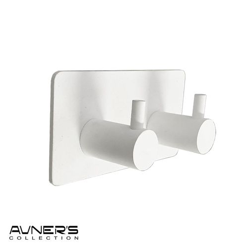 קולב זוגי למגבות 6102W לבן ללא קידוח בהדבקה