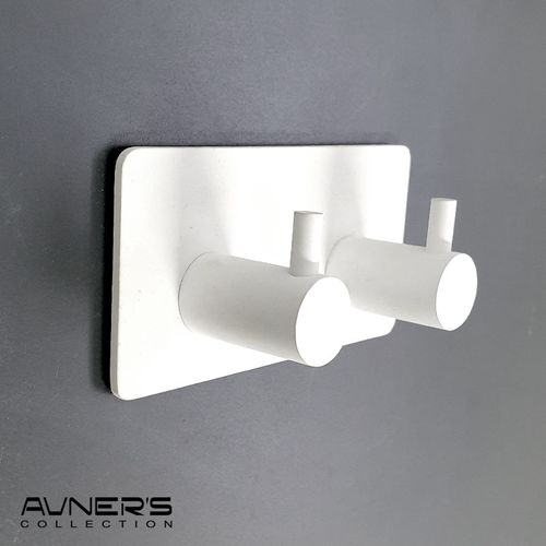 קולב זוגי למגבות 6102W לבן ללא קידוח בהדבקה