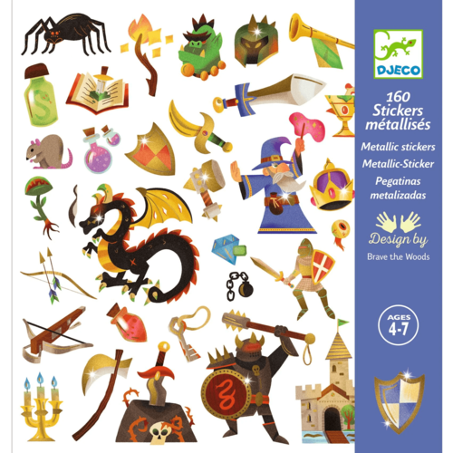 יצירה - 160 מדבקות מטאליות פנטזיה מדיוולית