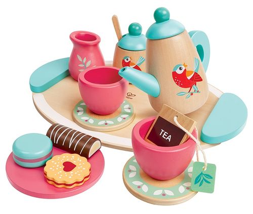 סט הגשת תה וקפה מעץ 14 חלקים