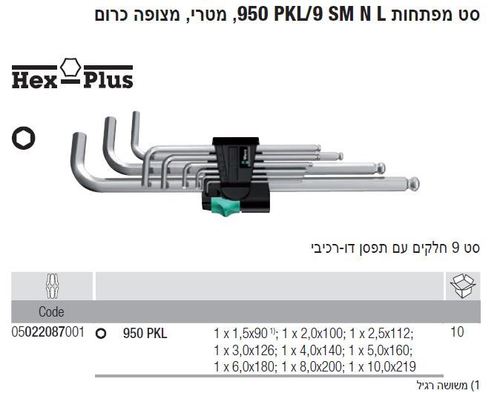 סט אלן כדורי ארוך 1.5-10 ממ זרוע קצרה WERA