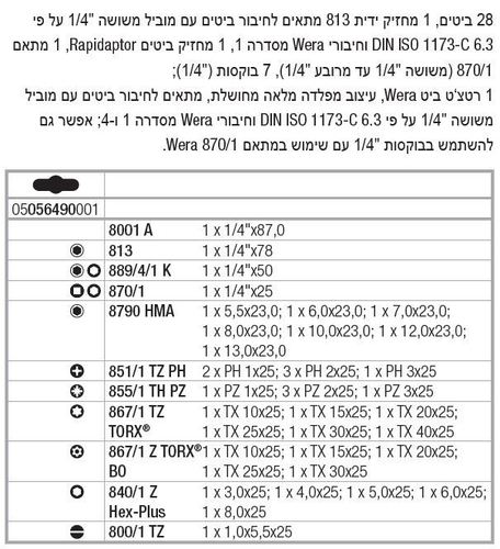 סט טול צ'ק פלוס כולל ביט רצ'ט בוקסות ידית מברג וביטים WERA