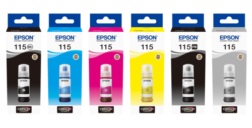 מארז 6 בקבוקי דיו מקוריים 115 Epson EcoTank אפסון