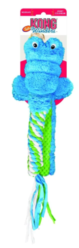 KONG WINDERS TAILS - משחק תנין מבד עם חבל וצפצפה לכלבים