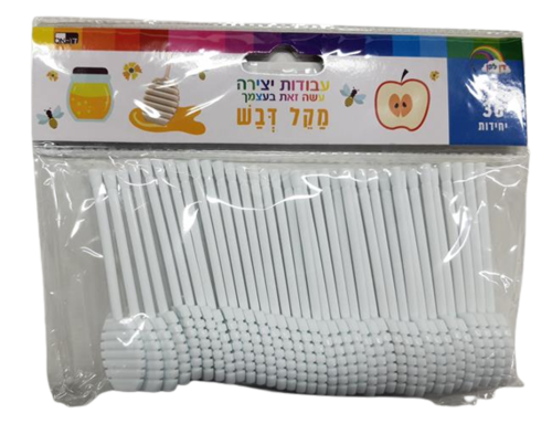 מקל דבש פלסטיק שטוח - 36 יחידות