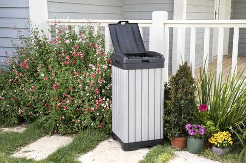 פח אשפה חוץ 120 ליטר מוברש אפור - Brushed Bin כתר 