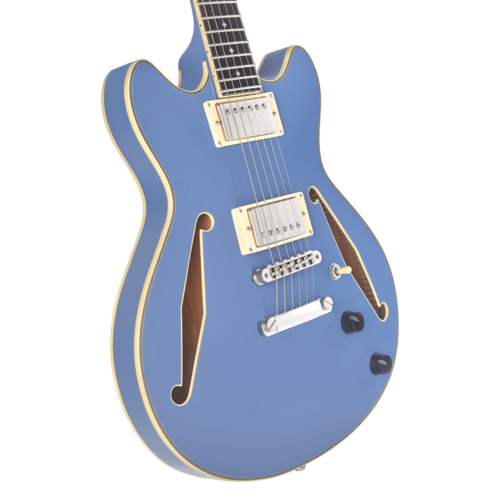 גיטרה חשמלית 1/4 נפח כולל ארגז D'Angelico EXCEL MINI DC TOUR SLATE BLUE