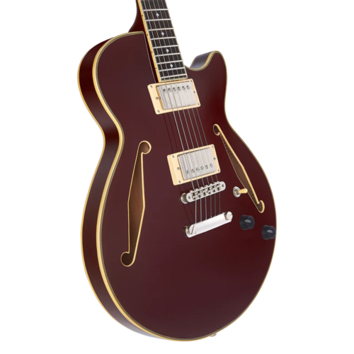 גיטרה חשמלית 1/4 נפח כולל ארגז D'Angelico EXCEL MINI DC TOUR SOLID WINE