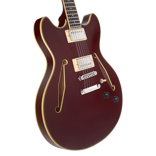 גיטרה חשמלית 1/4 נפח כולל ארגז D'Angelico EXCEL DC TOUR SOLID WINE