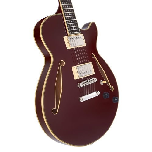 גיטרה חשמלית 1/4 נפח כולל ארגז D'Angelico EXCEL SS TOUR SOLID WINE
