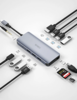 תחנת עגינה 12 ב-1 למחשב נייד בחיבור USB-C דגם WIWU Alpha - לריכוז ממשקים נייד וקומפקטי הכולל 3 יציאות USB 3.0, 3 יציאות USB 2.0, יציאת HDMI, יציאת RJ45 לחיבור כבל רשת, קורא כרטיסי SD, קורא כרטיסי Micro SD (TF), יציאת אוזניות 3.5 מ"מ, ויציאת Type-C לטעינה