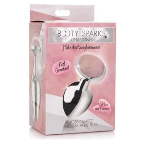 פלאג אנאלי ממתכת עם אבן רוז קוורץ גודל Xr Brands - Gemstones Rose Quartz anal plug -M