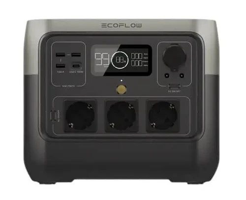 תחנת כח ניידת דגם חדש LIFEPO4 קיבולת 0.768Kwh -הספק 0.8-KW1.6 + טעינה מהירה דגם RIVER2 PRO יצרן ECOFLOW