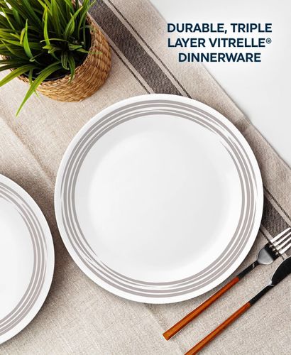 סט צלחות 18 חלקים, קורנינג בראשד סילבר | Corning Ware Brushed Silver