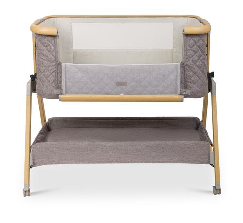 עריסה נצמדת למיטת הורים לוקס LUX עם בדים משודרגים, כילה, משטח אחסון וגלגלים - אפור