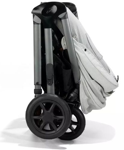 סט עגלת תינוק FINITI עם סל שכיבה (אמבטיה) CALMI ההופך גם למושב בטיחות בגימור סיגנצ'ור יוקרתי - Oyster אפור בהיר