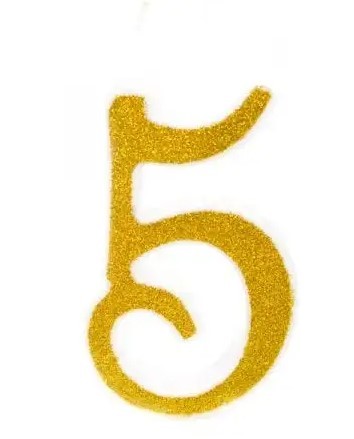 נר מספר ענק נצנצים זהב ולבן 5