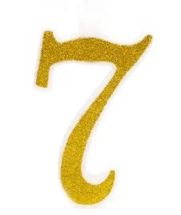 נר מספר ענק נצנצים זהב ולבן 7