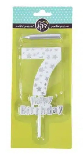 נר יום הולדת מספר 7 - כסף