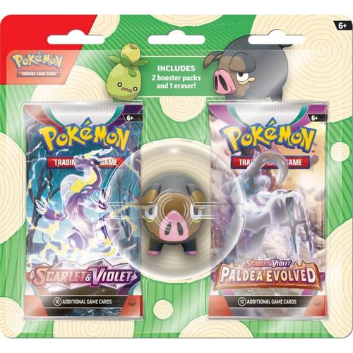 2 מארזי קלפי פוקימון בהפתעה + מחק Scarlet & Violet or Palada Evolve Booster Box