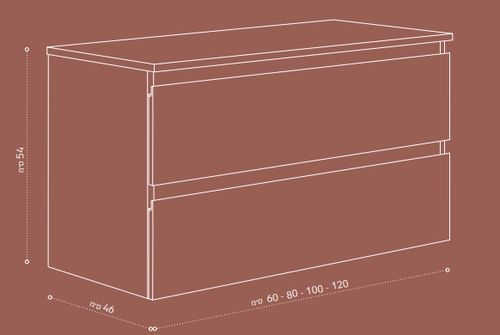 ארון אמבטיה תלוי בוצר עם כיור מונח מידה 60-120 BR25068