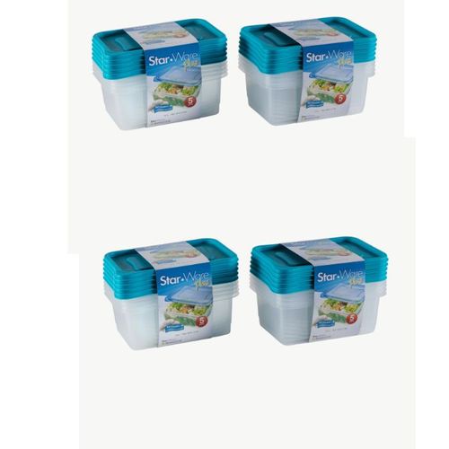 סט 20 קופסאות שקופות עם מכסה לאחסון מזון בנפח 0.9 ליטר - דגם אורי