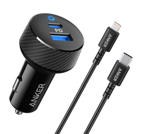 מטען כפול מהיר לרכב  Powerdrive Clasic PD2 Type-c to Lightning