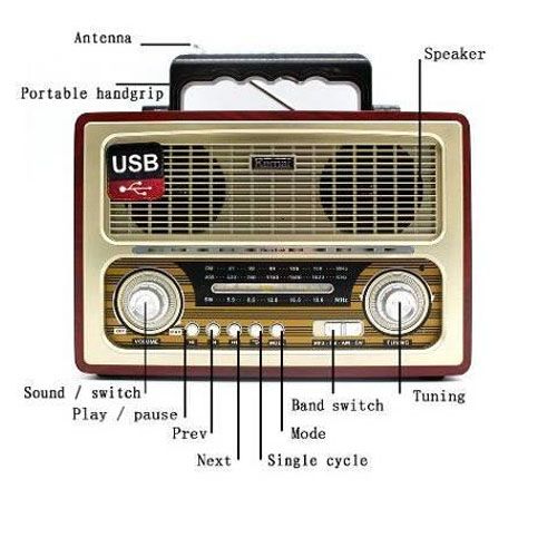 רדיו בעיצוב רטרו בלוטוס Kemai Portable Rechargeable Radio MD1705BT