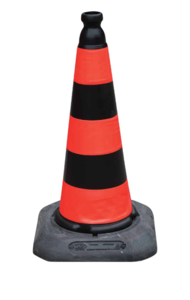 קונוס תנועה כתום שחור 50 ס"מ WORKER