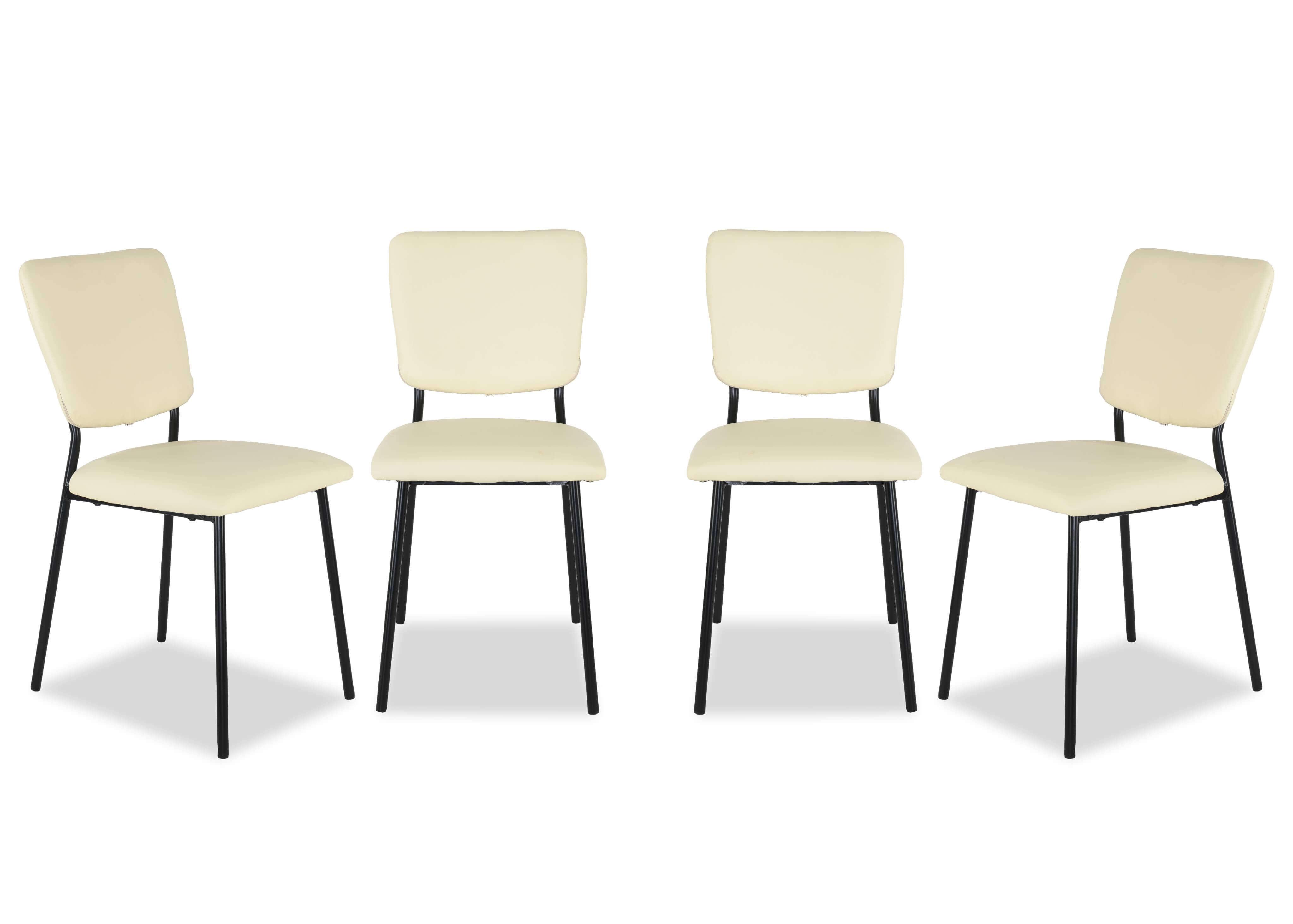 רביעיית כיסאות אוכל דגם נובה עם בד PU דמוי עור בצבע קרם שמנת מבית טודו דיזיין TUDO DESIGN