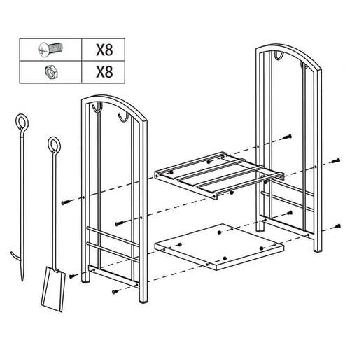 מעמד דקורטיבי לעצי הסקה וכלים לקמין