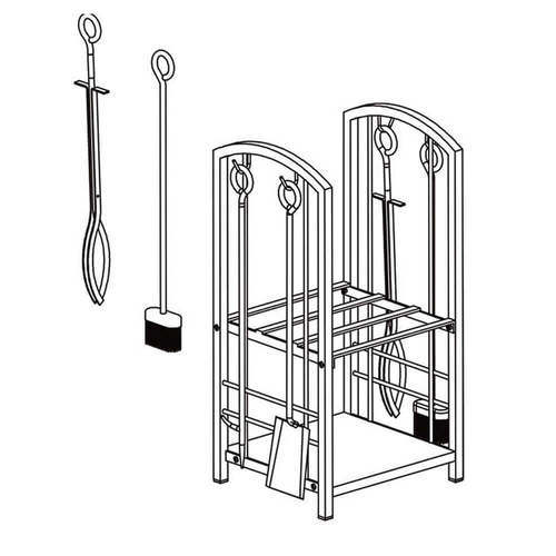 מעמד דקורטיבי לעצי הסקה וכלים לקמין
