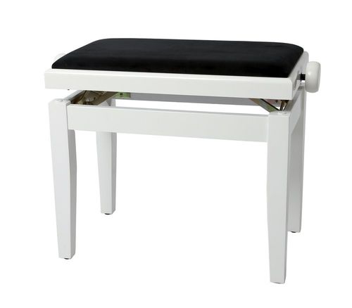 כסא פסנתר מתכוונן BENCH DELUXE בצבע לבן עם טופ שחור 130030 מבית GEWA (Germany)