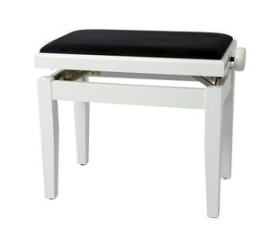 כסא פסנתר מתכוונן BENCH DELUXE בצבע לבן עם טופ שחור 130030 מבית GEWA (Germany)