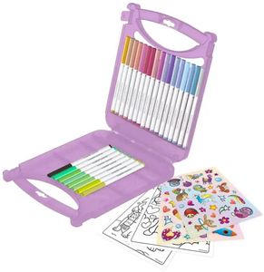 ערכת ציור, צביעה ומדבקות 65 חלקים - צבעי פסטל