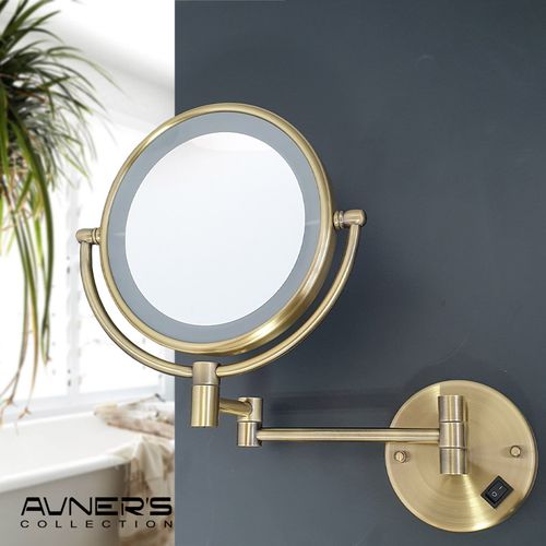 מראה מגדילה פי 7 עם תאורת לד בטרייה ברונזה M25-BR