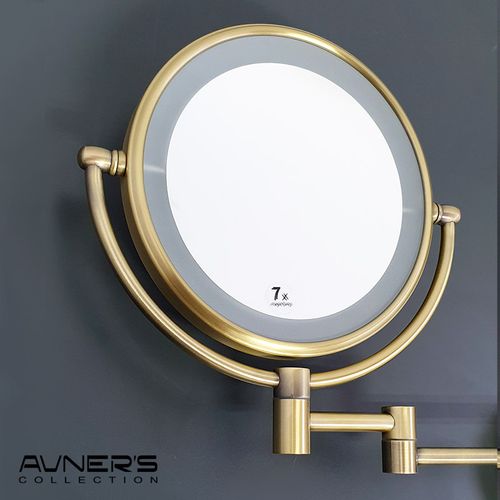 מראה מגדילה פי 7 עם תאורת לד בטרייה ברונזה M25-BR