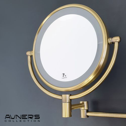 מראה מגדילה פי 7 עם תאורת לד בטרייה ברונזה M25-BR